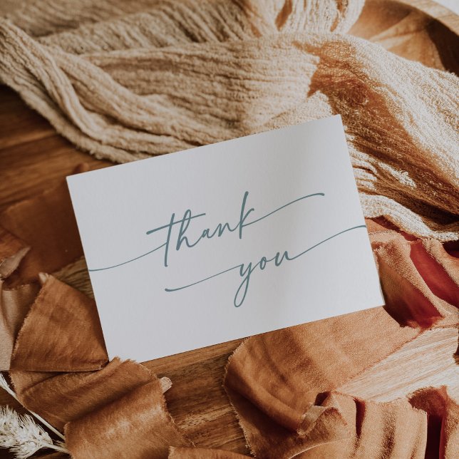 Boho Chic Aquamarin-White-Flat-Hochzeit Dankeskarte (Von Creator hochgeladen)