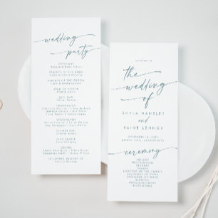 Boho Chic Aquamariner und weißer Tee Hochzeit Programm