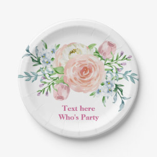 Boho chic, Aquarell-Blume, Blumenpapierplatte Pappteller