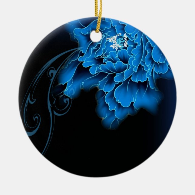 Boho chic Aquarell Blütenperle Keramikornament (Vorne)