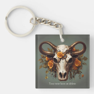 Boho Chic Aquarelle Steampunk Floral Vache Crâne