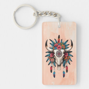 Boho Chic Aquarelle Tribal Floral Vache Crâne