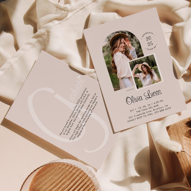 Boho Chic Arch Foto Script Overlay Abschluss Ankündigung (Von Creator hochgeladen)