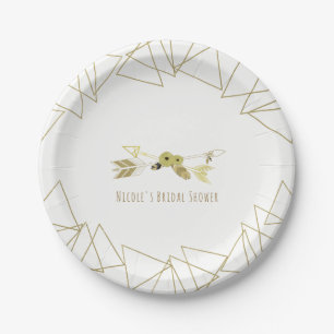 Boho Chic Arrows & Gold Geometric Triangle Modern Pappteller