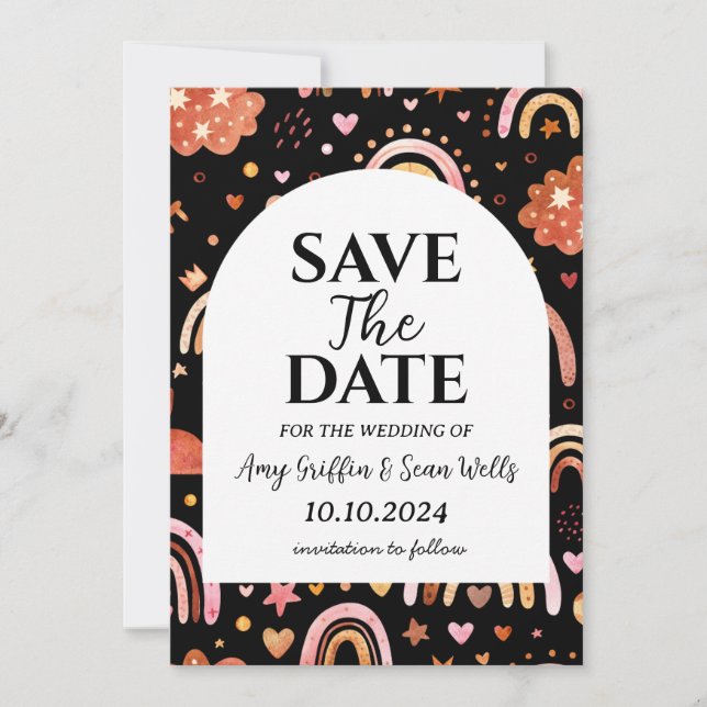 boho chic automne moderne enregistrer les cartes d (Devant)