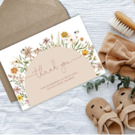 Boho Chic Baby shower Floral Carte de remerciement