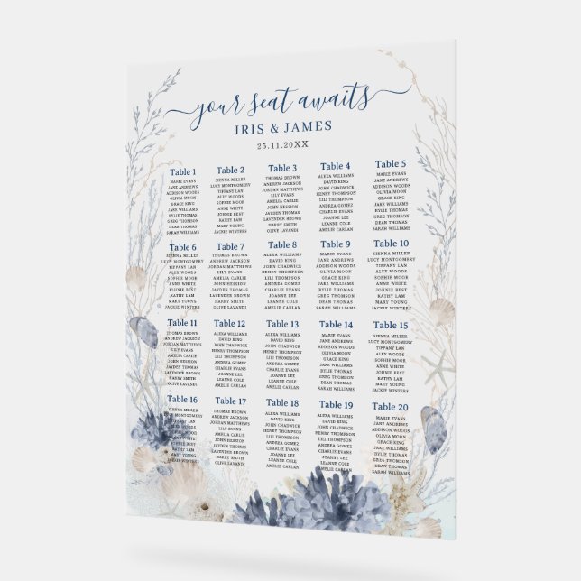 Boho Chic Beach Coastal Hochzeitskarte Acrylschild (Winkel)