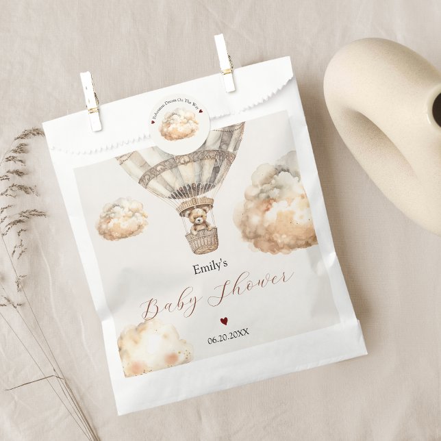 Boho Chic Bear Air Ballon Wolken Baby Dusche Geschenktütchen (Boho Chic Bear Air Balloon Clouds Baby Shower Favor Bag)