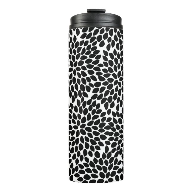 Boho Chic Black and White Abstrakt Floral Pattern Thermosbecher (Vorderseite)