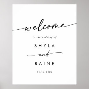 Boho Chic Black and White DIY Wedding Willkommensz Poster