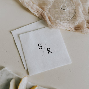 Boho Chic Black and White Mit Monogramm Napkins Serviette