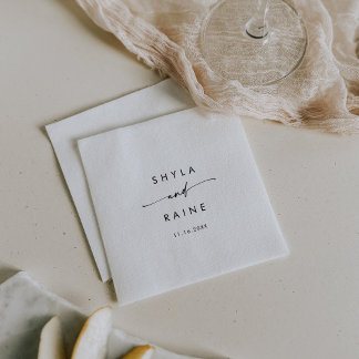 Boho Chic Black and White Monogram Wedding Napkins Serviette