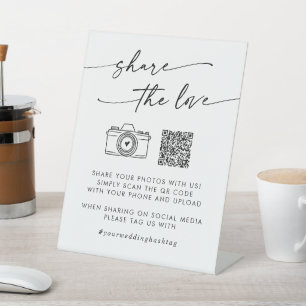 Boho Chic Black und White teilen Sie die Liebe QR Sockelschild