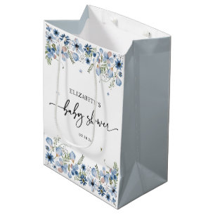 Boho Chic Blue Florals Babydusche Mittlere Geschen Geschenktüte