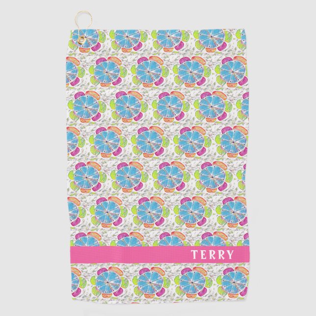 Boho Chic Blume Ladys Personalisiert Golfhandtuch (Vorderseite)