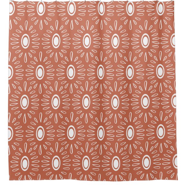 Boho Chic Blume: Modernes Nahtloses Design Duschvorhang (Vorderseite)
