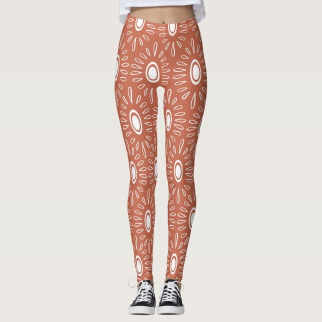 Boho Chic Blume: Modernes Nahtloses Design Leggings (Vorderseite)