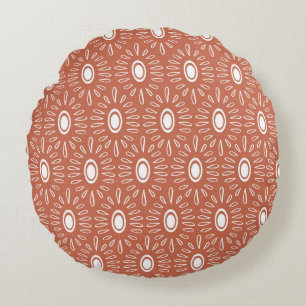 Boho Chic Blume: Modernes Nahtloses Design Rundes Kissen