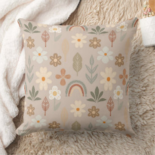 Boho-Chic-Blumen-Erdtöne  Kissen