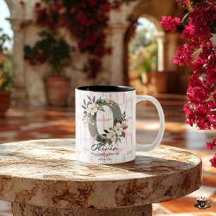 Boho-Chic-Blumen-Monogramm-Tasse - Olivia Zweifarbige Tasse