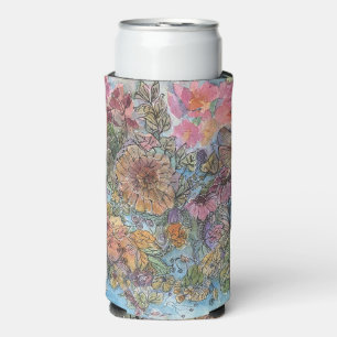 Boho-Chic-Blumengarten-Aquarellmalerei Selters Dosenkühler