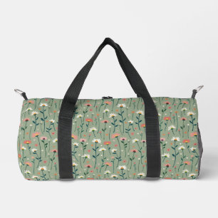 Boho-Chic-Blumenmuster Salbeigrün Duffle Bag