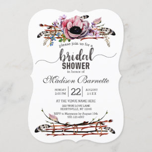 Boho Chic Blush Blumendusche Einladung