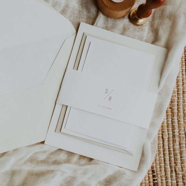 Boho Chic Blush Pink Monogram Wedding Einladungsbanderole (Von Creator hochgeladen)