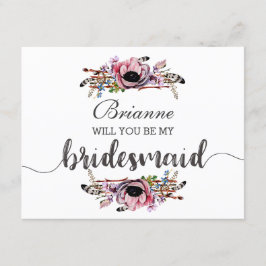 Boho Chic Blush Pink wird meine Bridesmaid sein Einladung