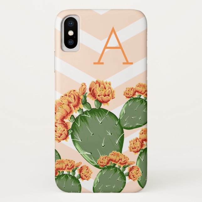 Boho Chic Blüte Prickly Pear Cactus Case-Mate iPhone Hülle (Rückseite)