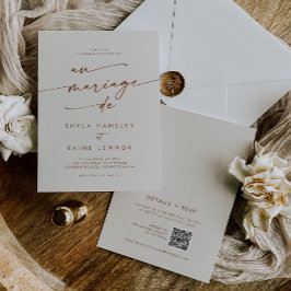 Boho Chic Bohemisch Cream QR Code Französisch Hoch Einladung