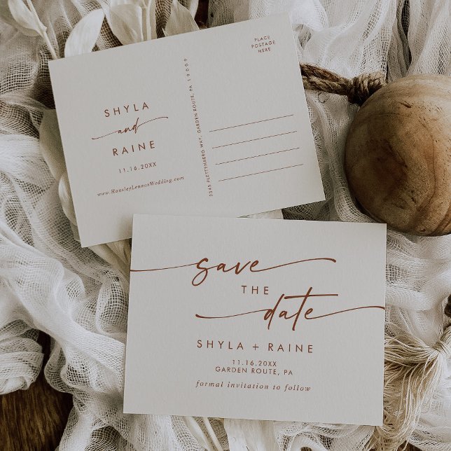 Boho Chic Bohemisch Cream Wedding Save the Date Einladungspostkarte (Von Creator hochgeladen)