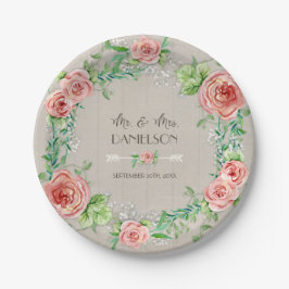 BOHO Chic Bohemisch Rustic Floral Gray Barn Wood Pappteller