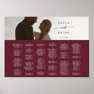 Boho-Chic-Bordeauxrotes Bild-Sitzplan Poster