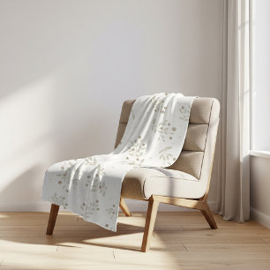 Boho Chic Botanisches Blätter- und Beerenmuster Sherpadecke