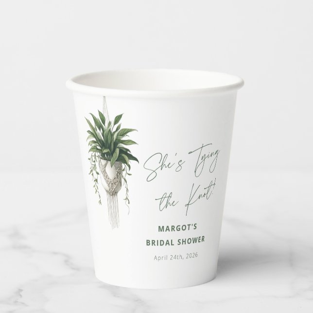 Boho Chic Botanisches Brautparty "Krawatte der Kno Pappbecher (Vorderseite)