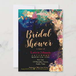 Boho Chic Brautparty Bohemisch Floral & Feathers Einladung