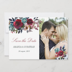 Boho Chic Burgund und Hochzeit im Herbst der Marin Save The Date