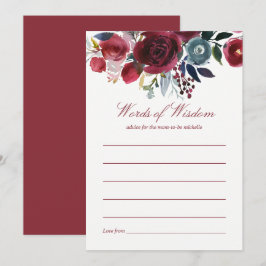 Boho Chic burgundy and marine Baby Shower Advice Einladung