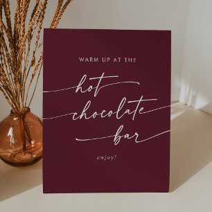 Boho Chic Burgundy Red Hot Chocolate Bar Sockelschild