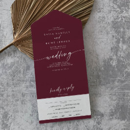 Boho Chic Burgundy Red Meal Choice UAWG Wedding All In One Einladung