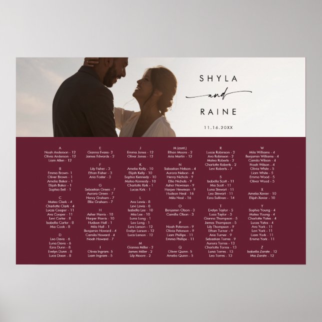 Boho Chic Burgundy Red Picture Seeing Chart Poster (Vorne)