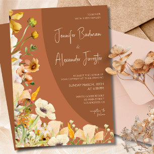 Boho Chic Burnt Orange Rust Terracotta Wedding Einladung