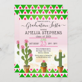 Boho Chic Cactus Fiesta Graduation Party Einladung