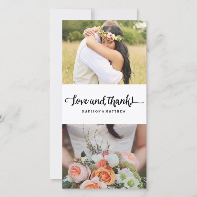 Boho Chic | Carte photo mariage Merci (Devant)