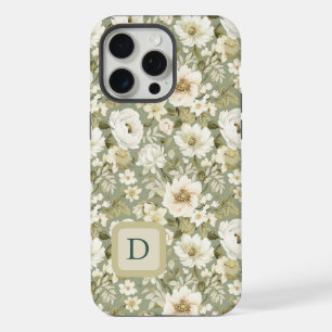 Boho Chic Creme und Salbei Grün Botanische Blumen iPhone 15 Pro Max Hülle