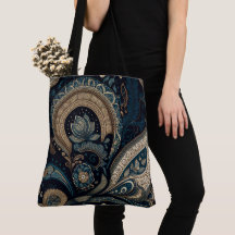 Boho Chic Dark Blue Paisley Pattern