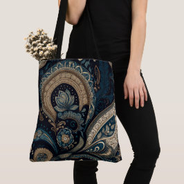 Boho Chic Dark Blue Paisley Pattern Tasche