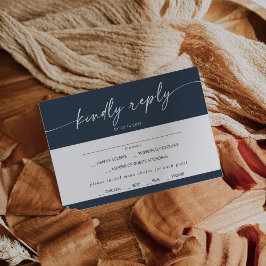 Boho Chic Dark Navy Blue Menu Choix Carte RSVP