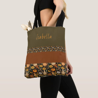 Boho-Chic Dunkelgrün & Rost Tote Tasche